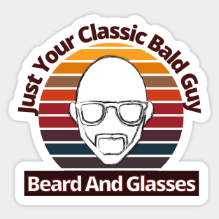 Bald Guy Birthday, Bald Guy With Beard and Glasses, Funny, Fathers Day, Christmas Sticker